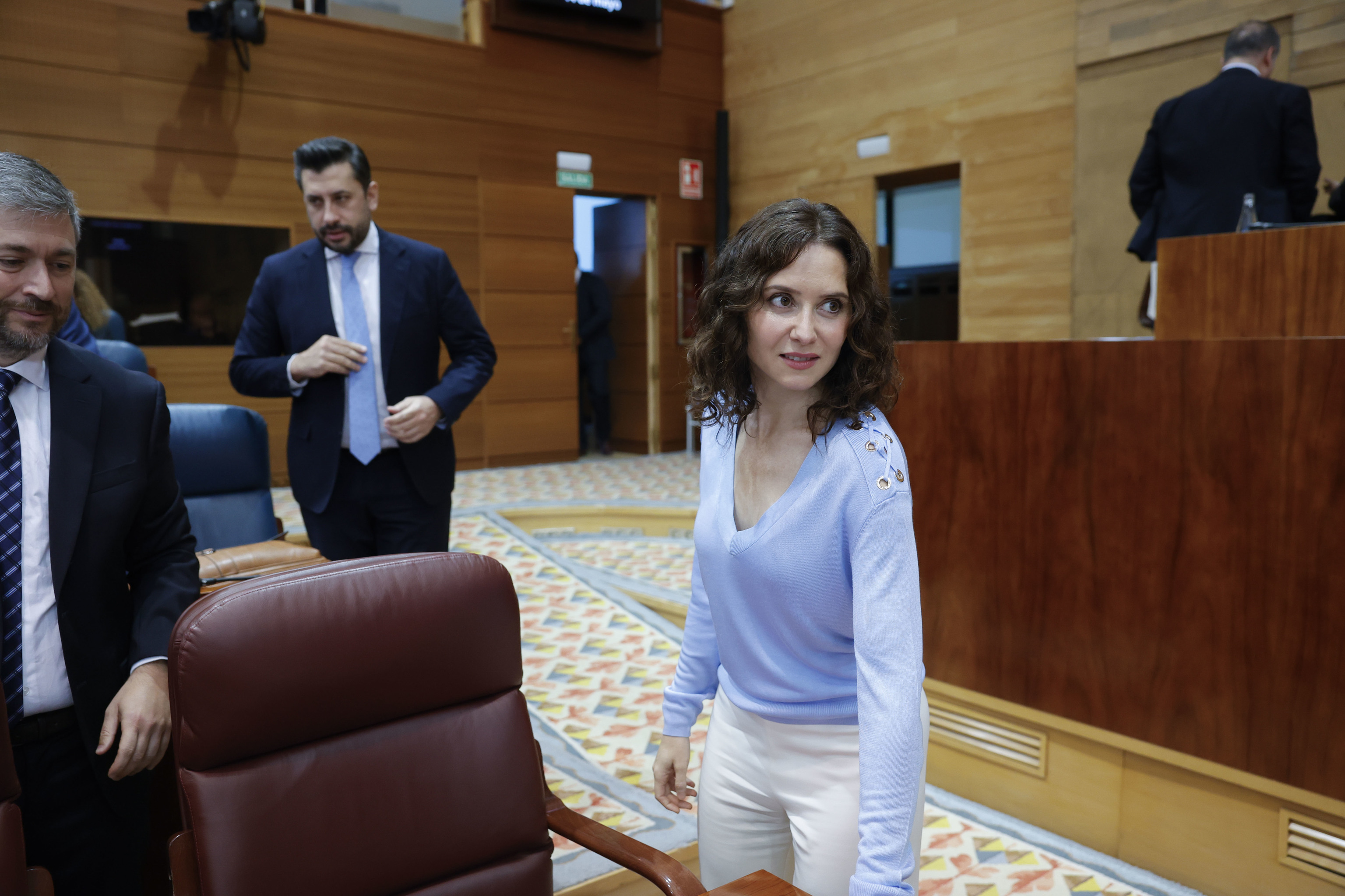 Ayuso, ayer a su llegada al pleno de la Asamblea de Madrid.