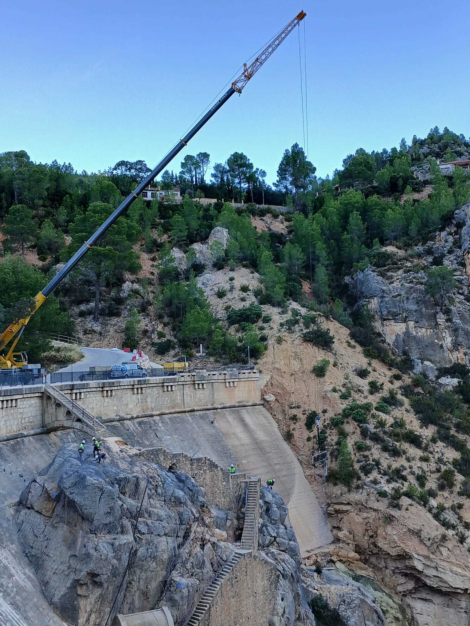 Obras en la presa de Buseo, en Valencia.