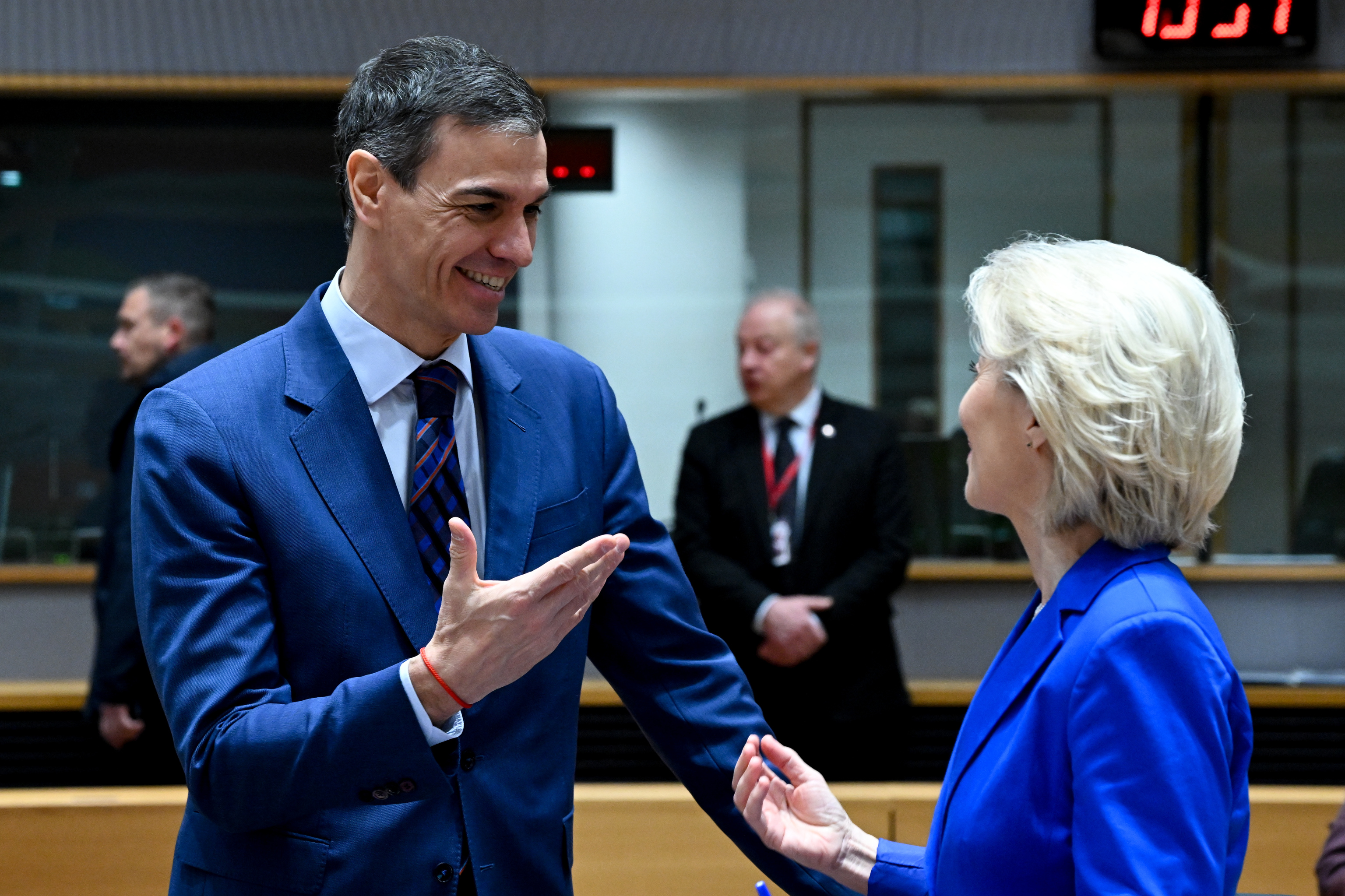 El presidente del Gobierno, Pedro S�nchez, y la responsable del Ejecutico comunitario, Ursula von der Leyen.