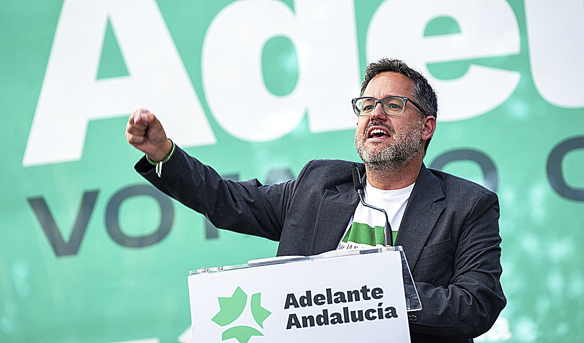 El candidato de Adelante Andaluc�a, Jos� Ignacio Garc�a, ayer en Sevilla