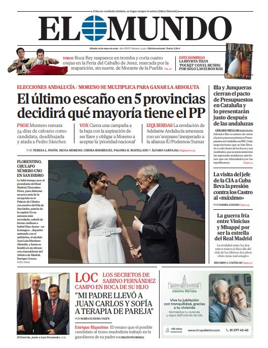 Portada de EL MUNDO del s�bado 16 de mayo de 2026
