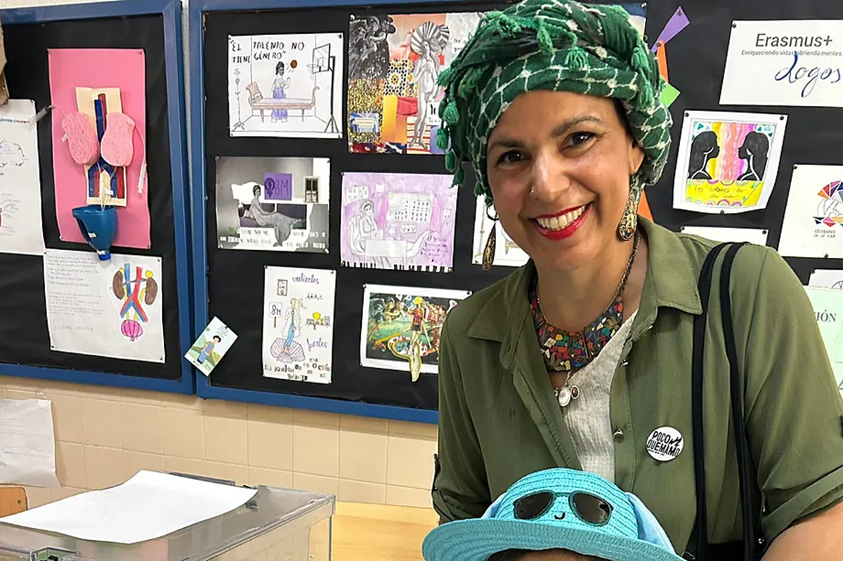 Teresa Rodríguez, al ir a depositar su voto.