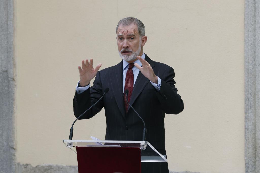 Felipe VI, este lunes, en un acto en el Palacio de El Pardo, en Madrid.