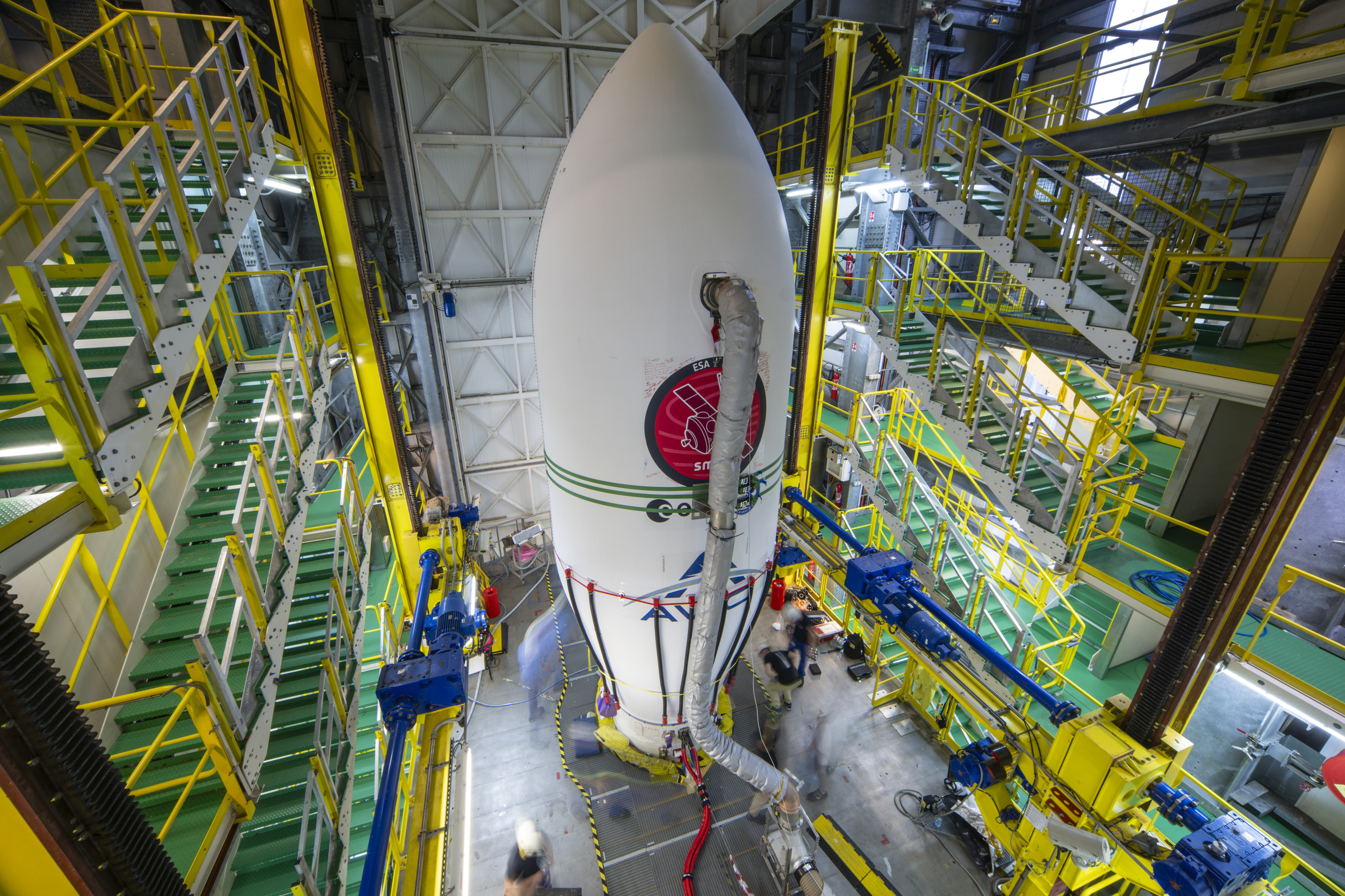 La nave SMILE, en el Puerto Espacial Europeo de la Guayana Francesa.