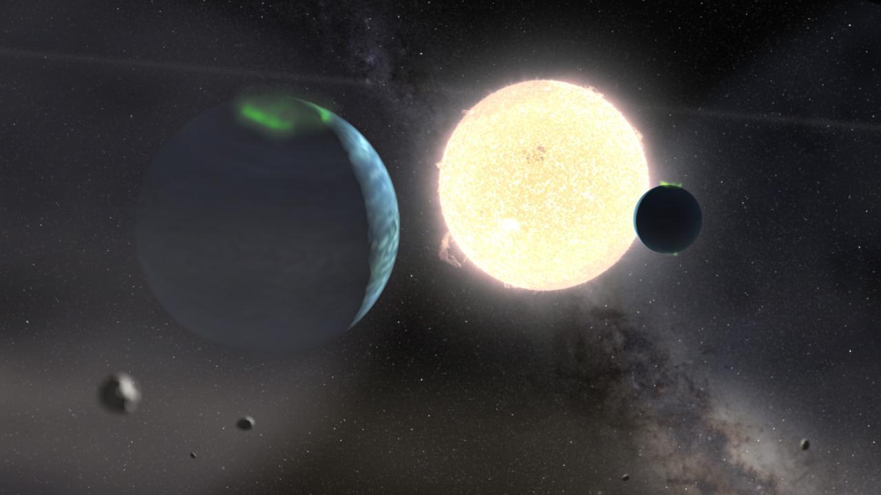 Representación artística del sistema planetario HD 114082.