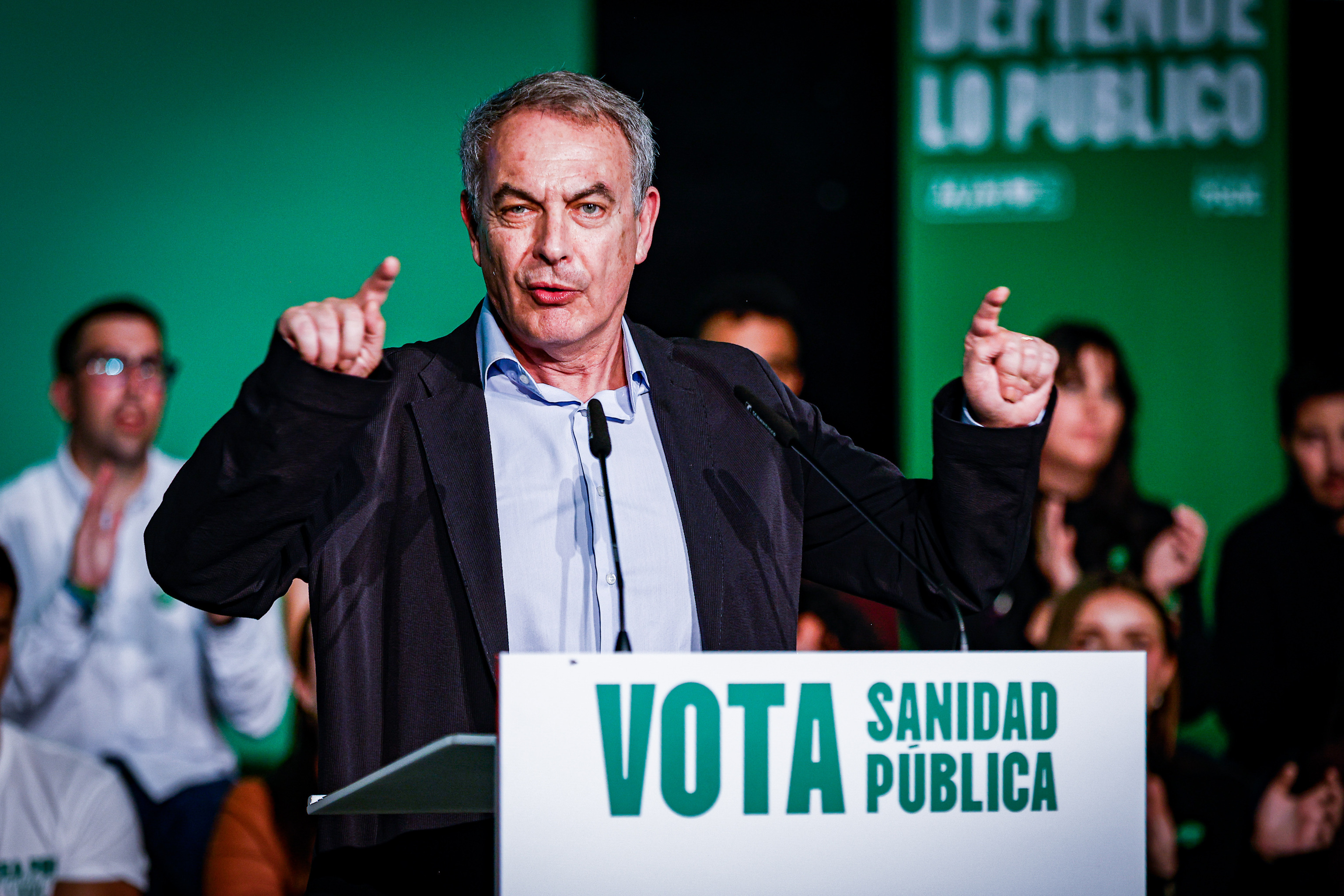 El ex presidente del Gobierno, Jos� Luis Rodr�guez Zapatero, durante la reciente campa�a andaluza en un mitin socialista