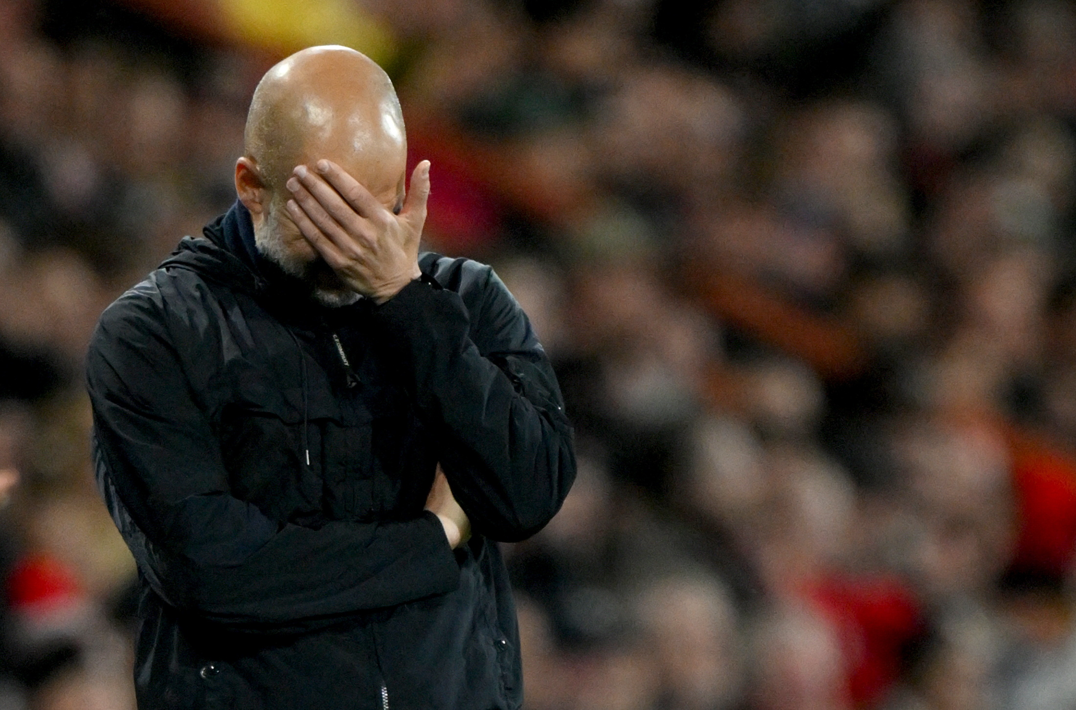 Guardiola se lamenta, este martes.