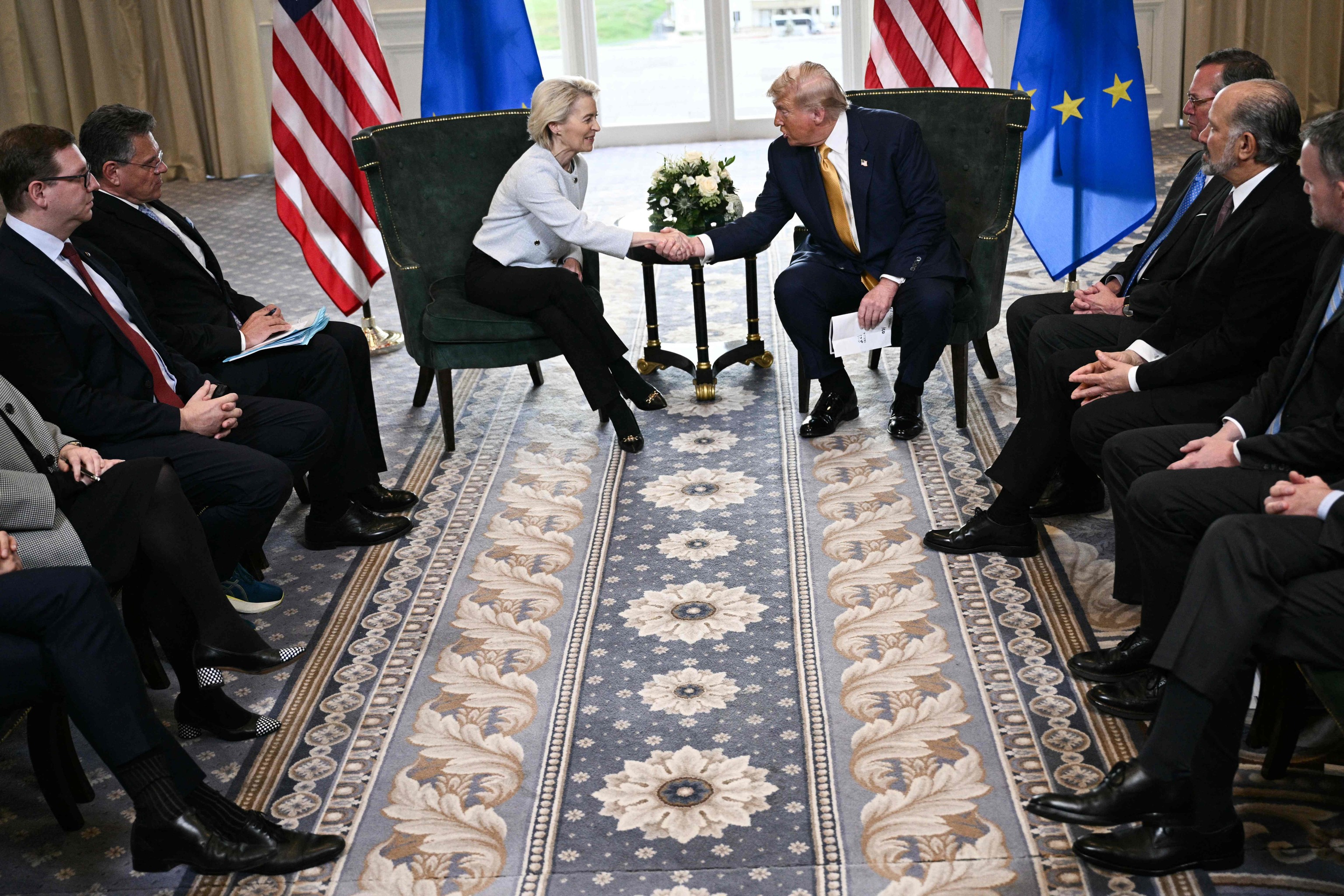 La presidenta de la Comisi�n, Ursula von der Leyen, y el presidente de EEUU, Donald Trump, el pasado mes de julio.