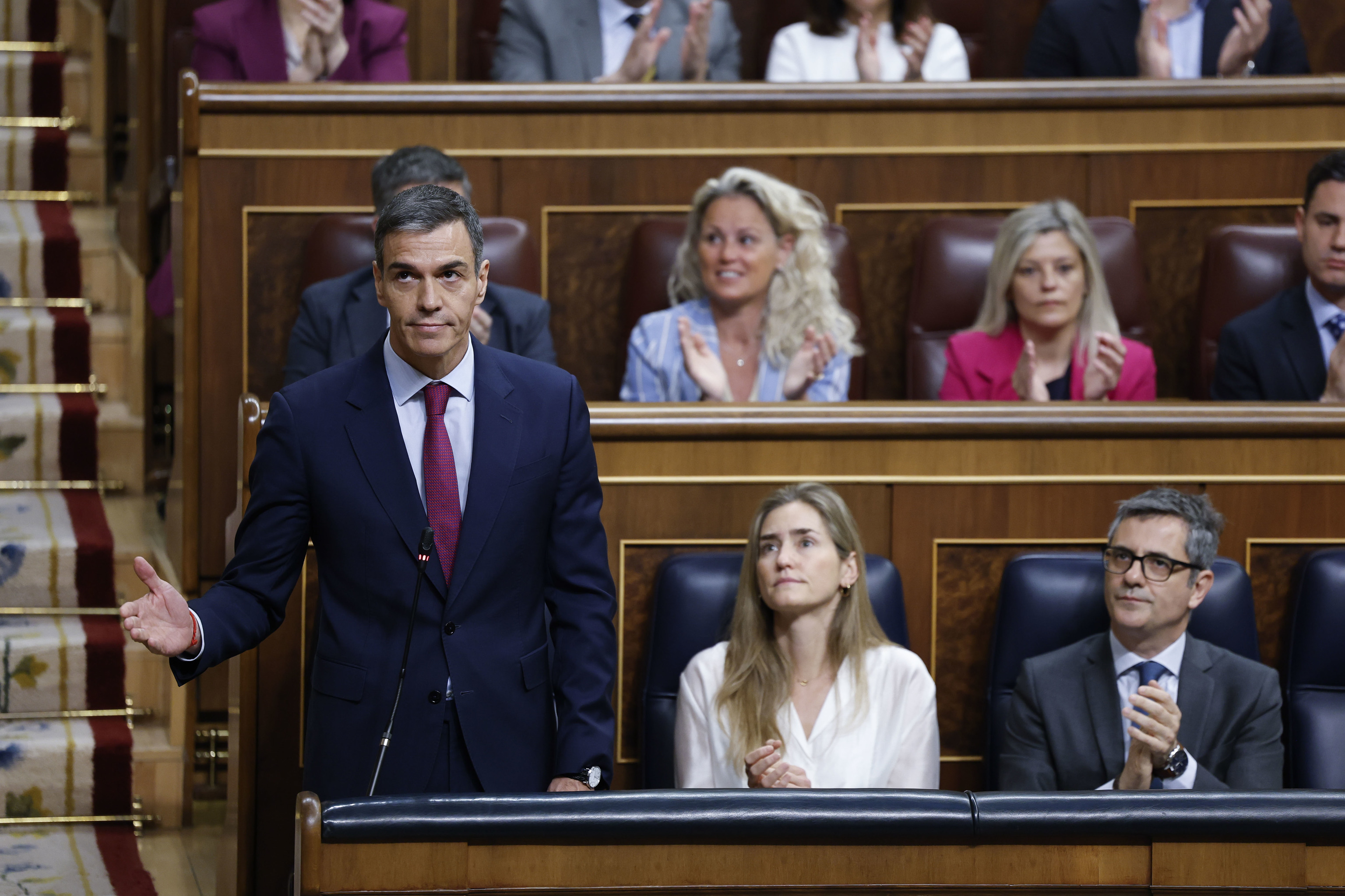 El presidente del Gobierno, Pedro S�nchez durante su intervenci�n este mi�rcoles en el pleno del Congreso
