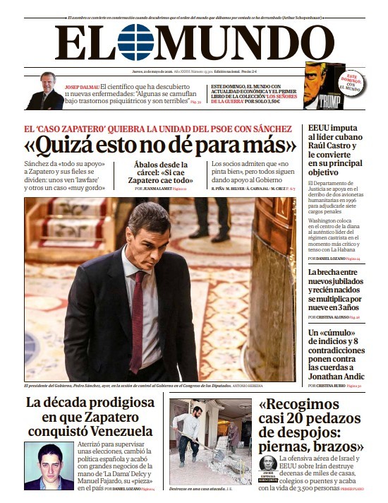 Portada de EL MUNDO del jueves 21 de mayo de 2026