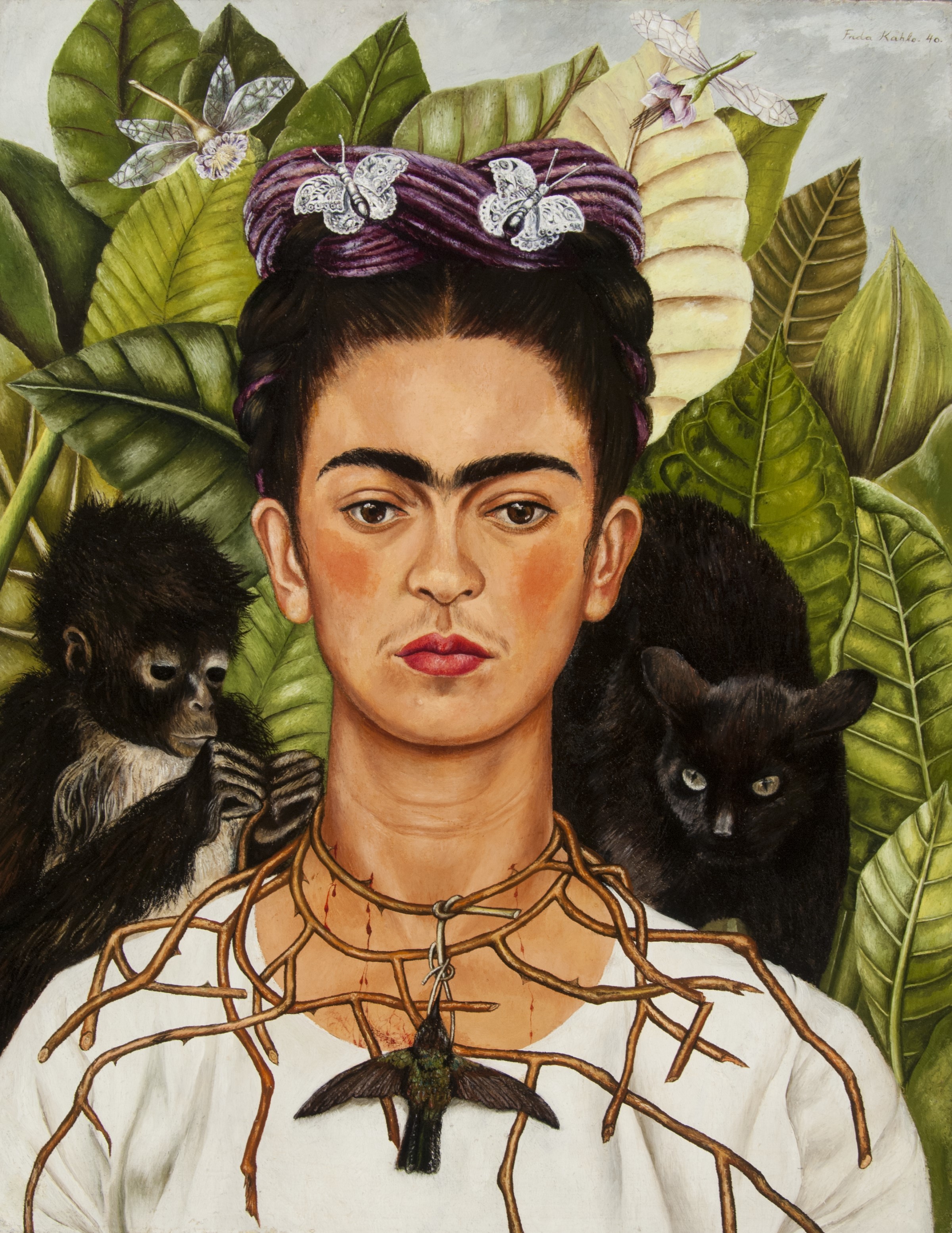 'Autorretrato sin título con collar de espinas y colibrí', de Frida Kahlo, un cuadro que veremos en la Tate Modern.