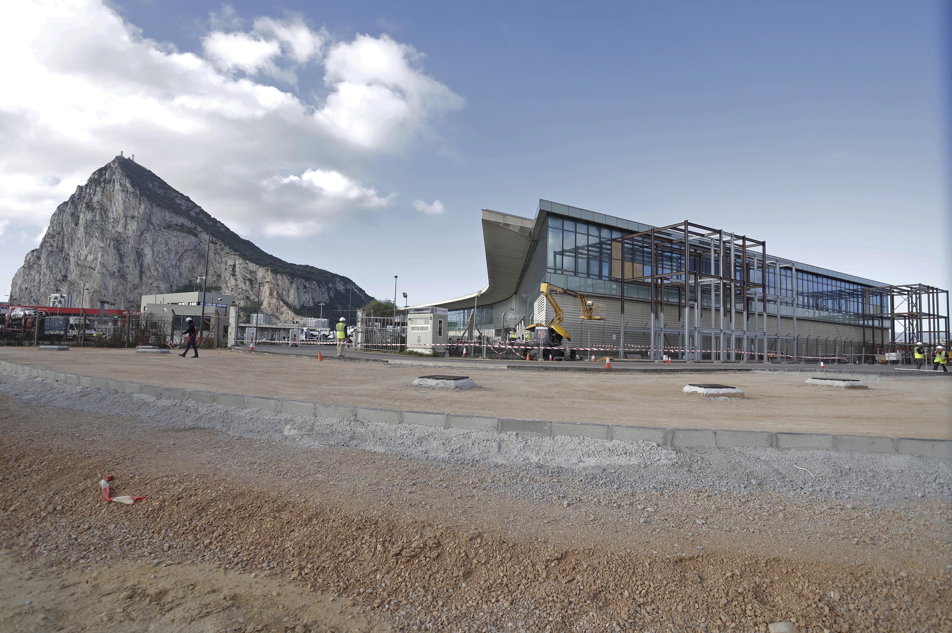 Obras en la zona fronteriza de Gibraltar.