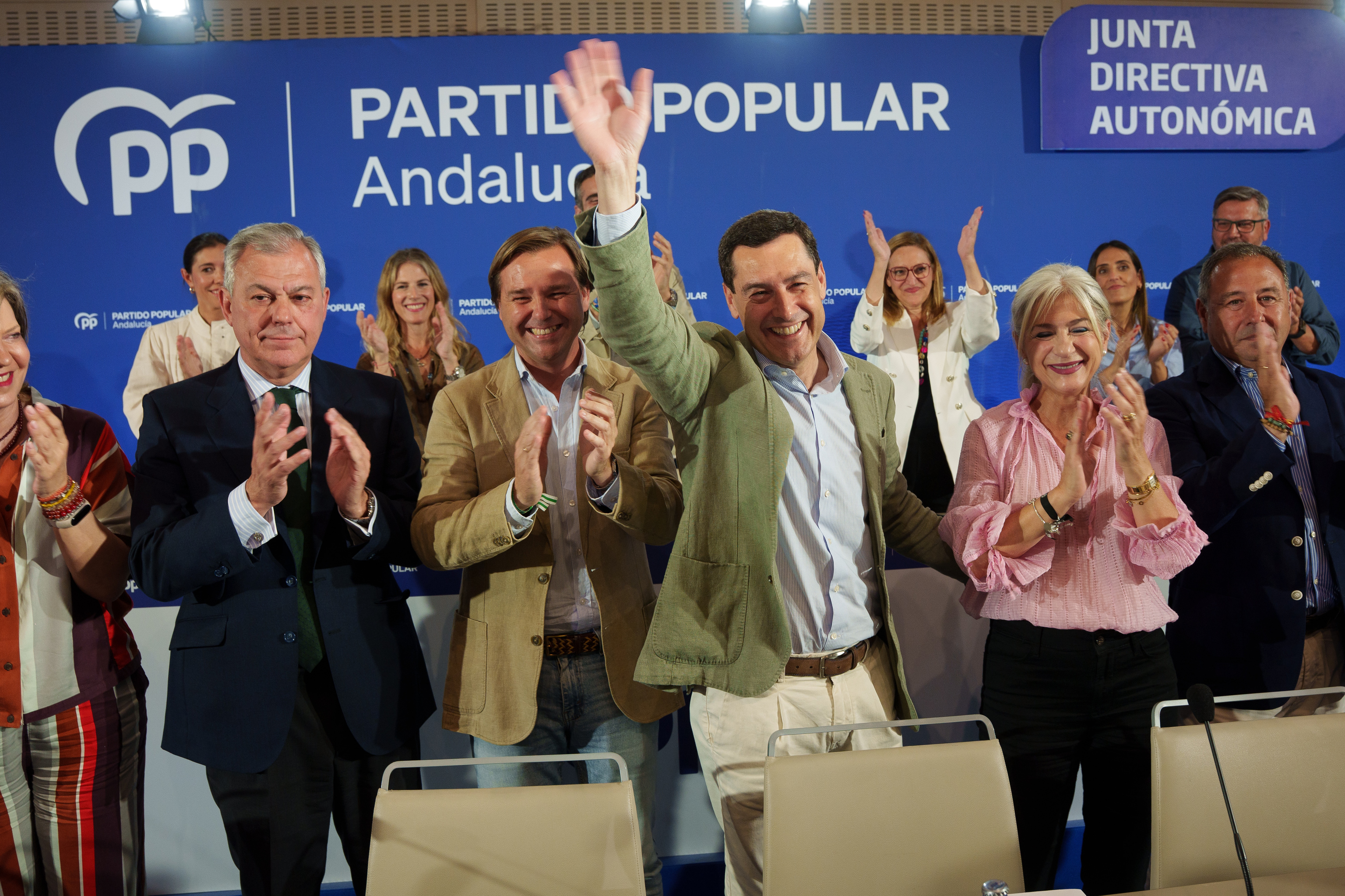 Juanma Moreno, durante la Junta Directiva Autonómica del PP.