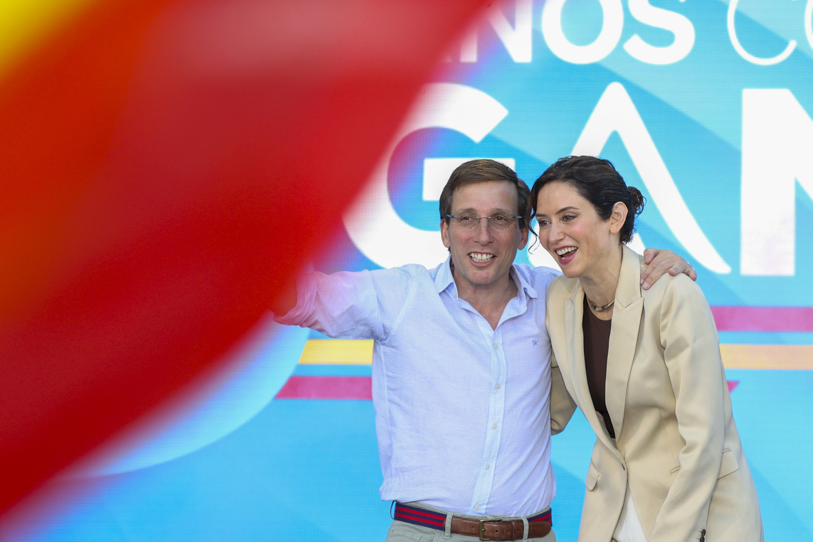 Almeida y Ayuso, este viernes en Madrid durante un acto del PP.