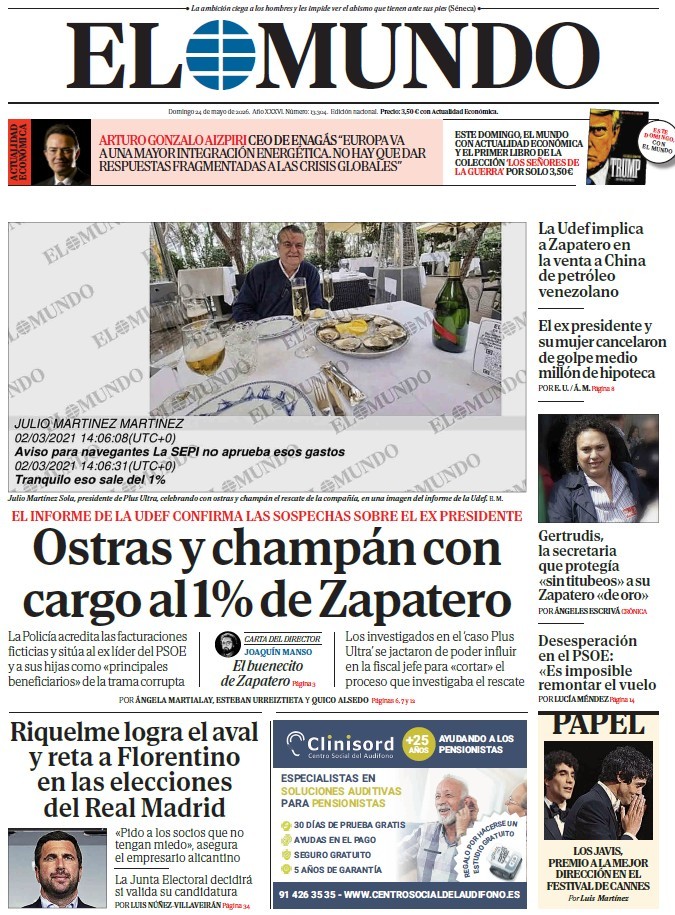 Portada de EL MUNDO del domingo 24 de mayo de 2026