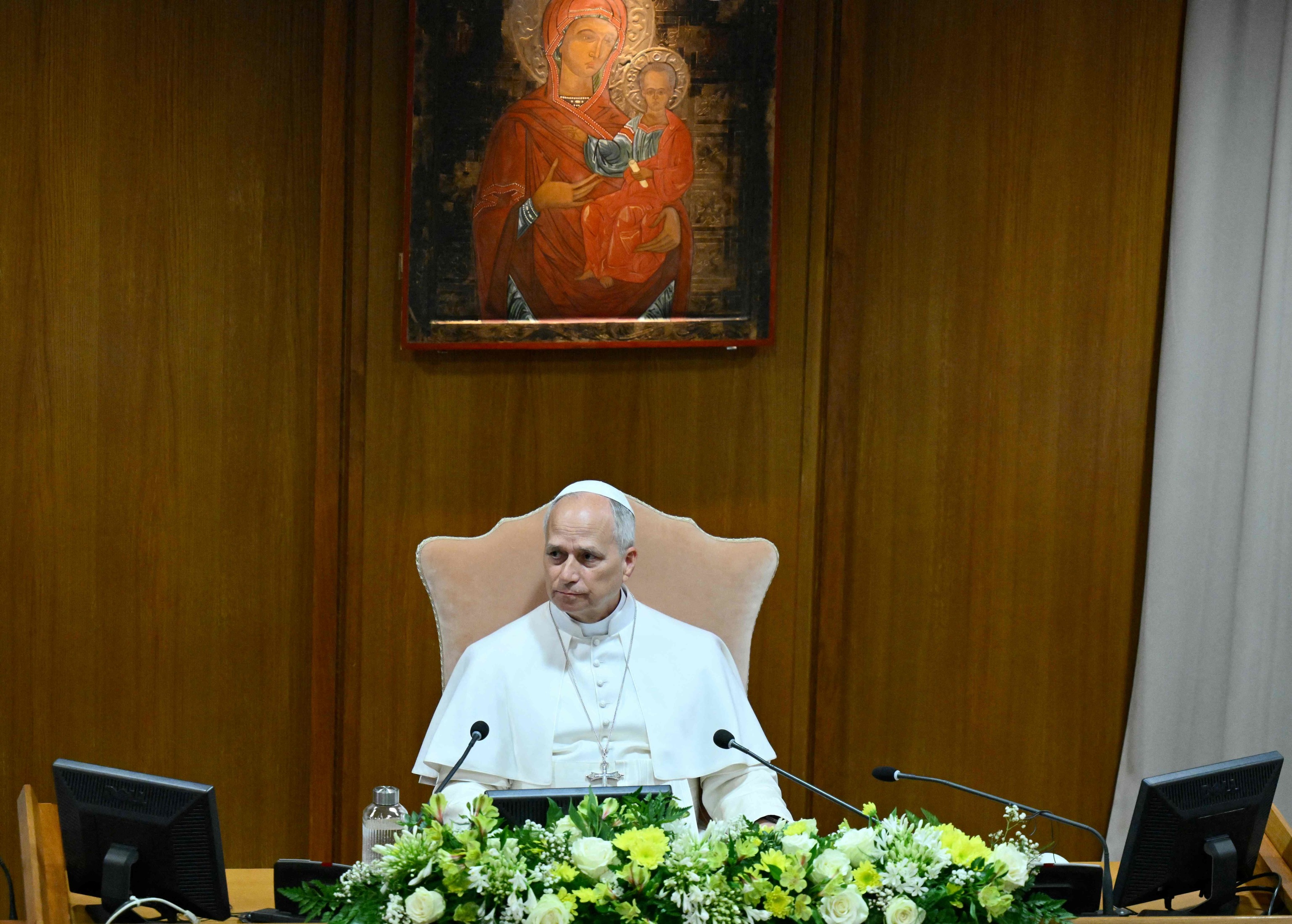 El Papa Le�n, durante la presentaci�n de su primera enc�clica.
