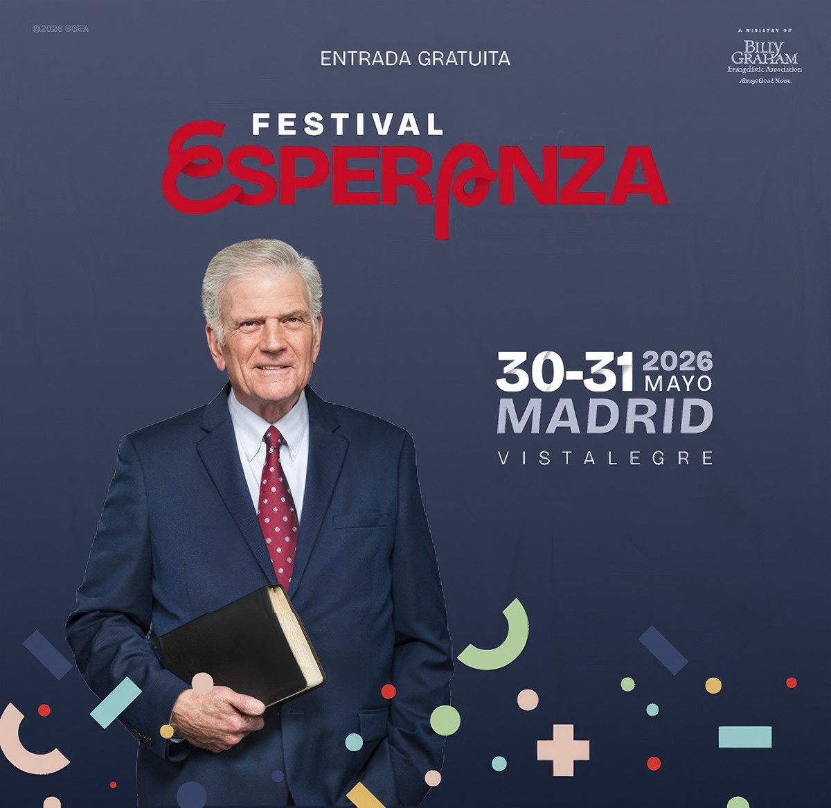 El pastor Franklin Graham, presidente de la Billy Graham Evangelistic Asociation, durante la presentaci�n del Festival que tendr� lugar el pr�ximo fin de semana en Madrid.