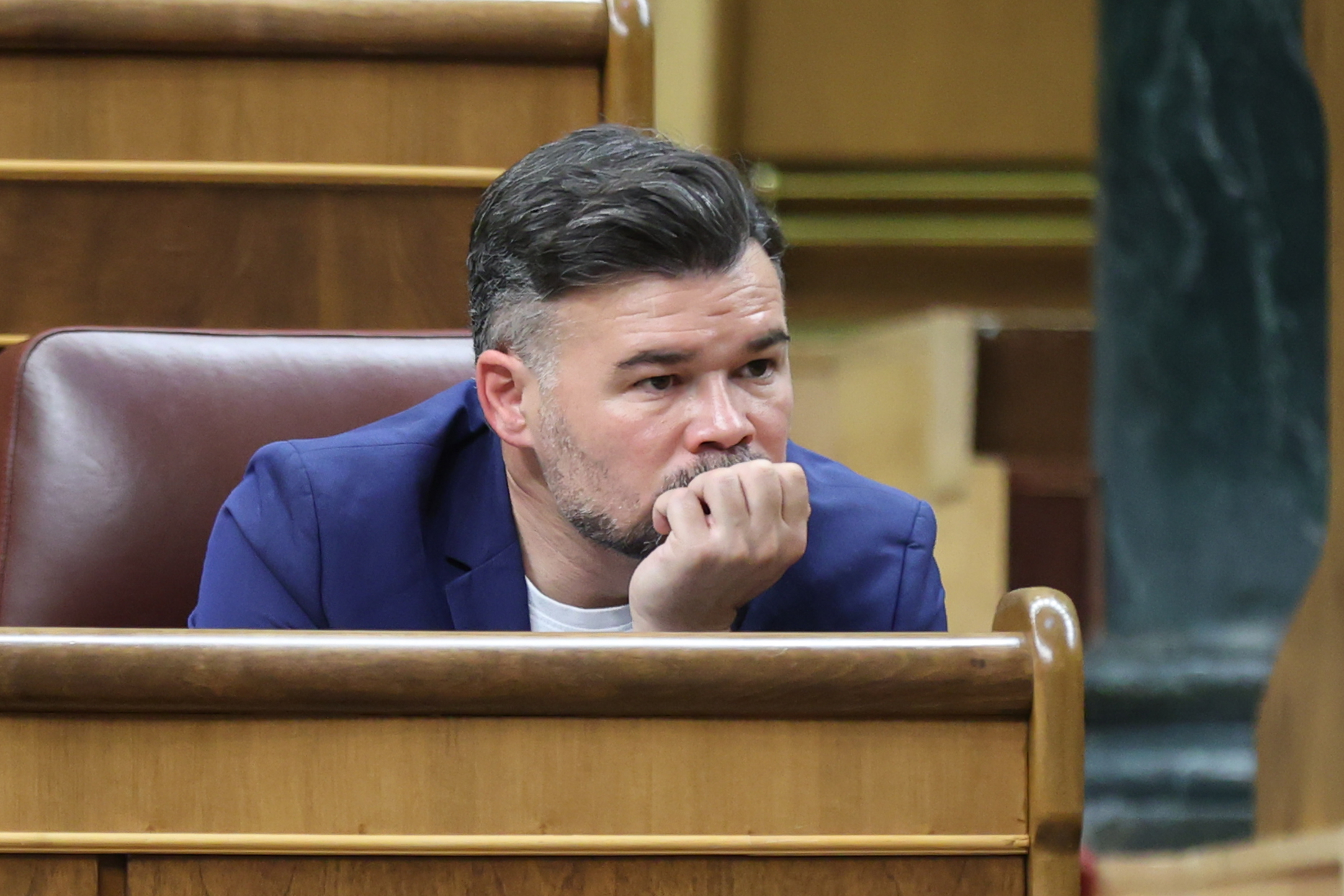 El portavoz parlamentario de ERC, Gabriel Rufián, este martes en el Pleno del Congreso.
