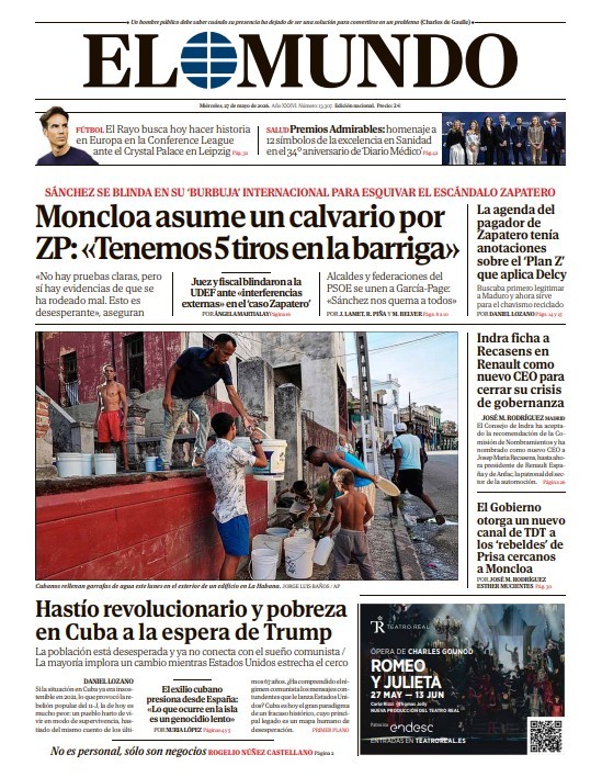 Portada de EL MUNDO del mi�rcoles 27 de mayo de 2026