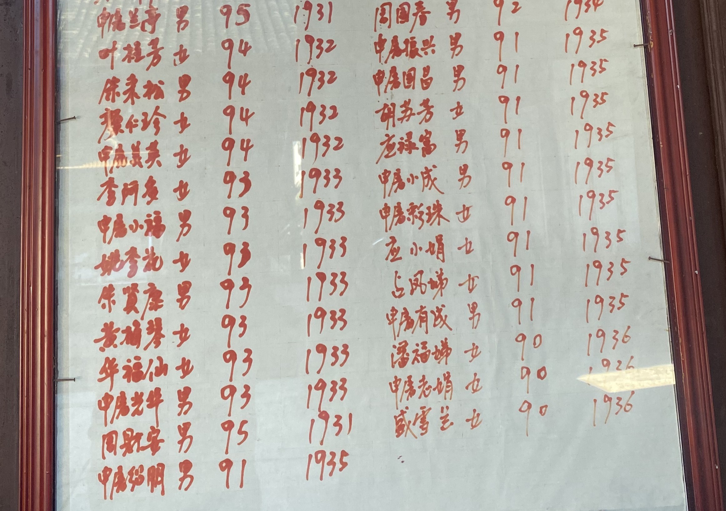 Registros de los ancianos de apellido Shentu.