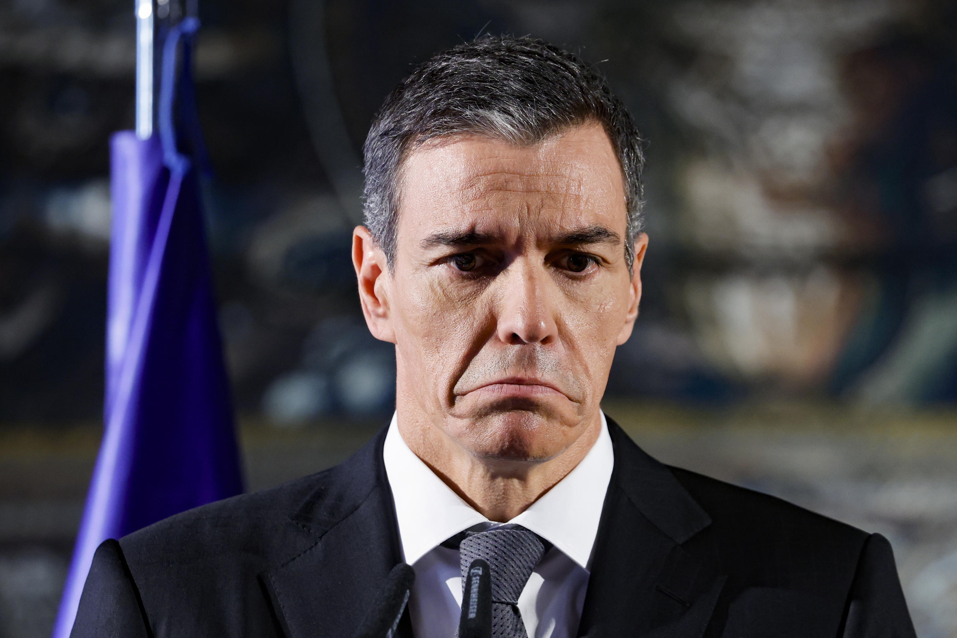 Pedro Sánchez, ayer, durante su comparecencia en Roma.
