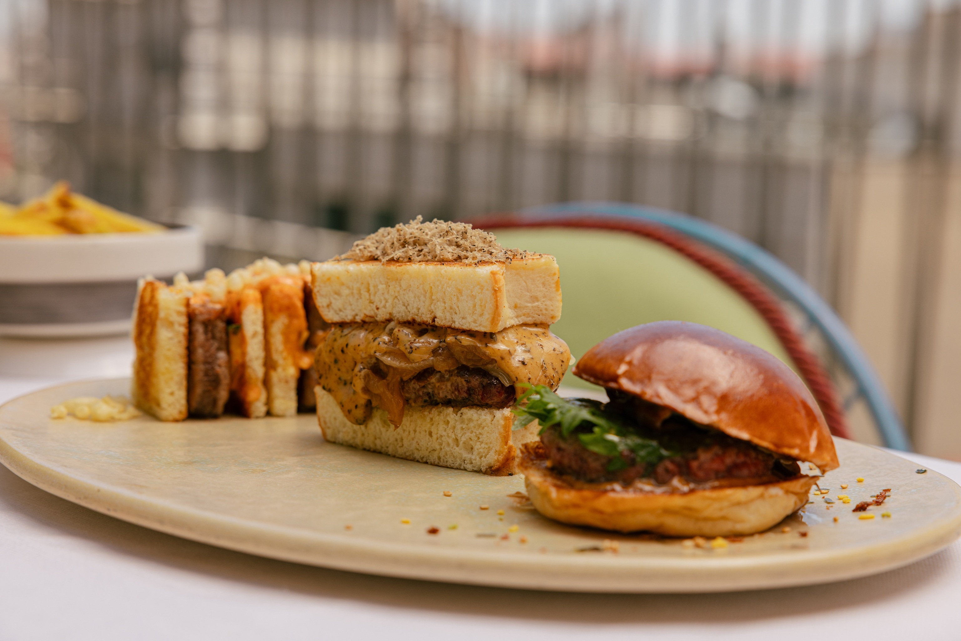 Las tres mini hamburguesas de Dani Brasserie.
