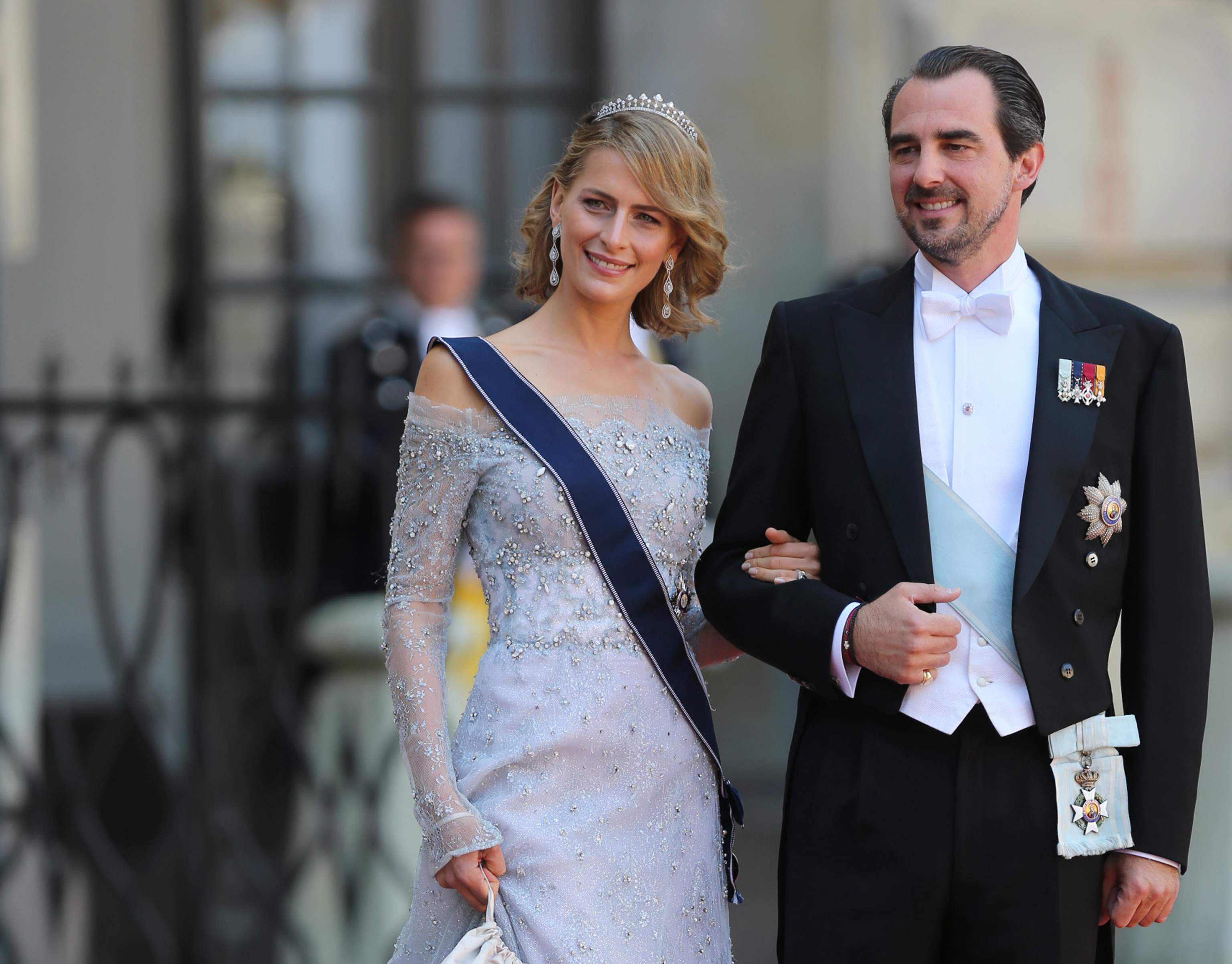 Tatiana Blatnik y Nicolás de Grecia en la boda del príncipe  Carlos Felipe de Suecia  en 2015.