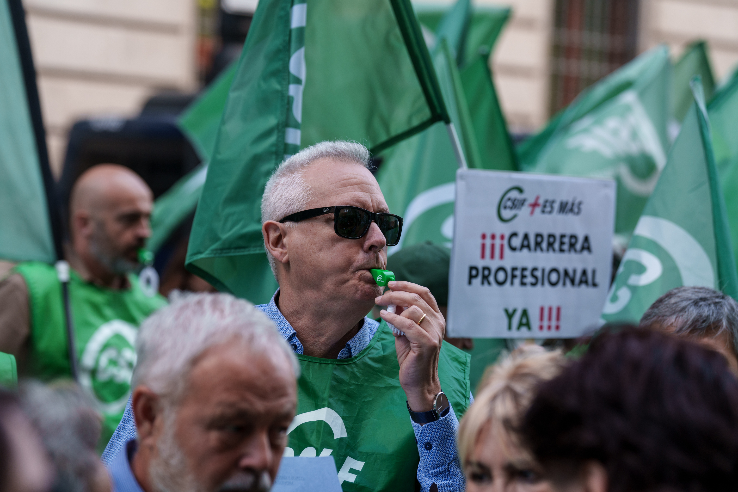 Manifestantes durante la �ltima protesta del CSIF ante Hacienda