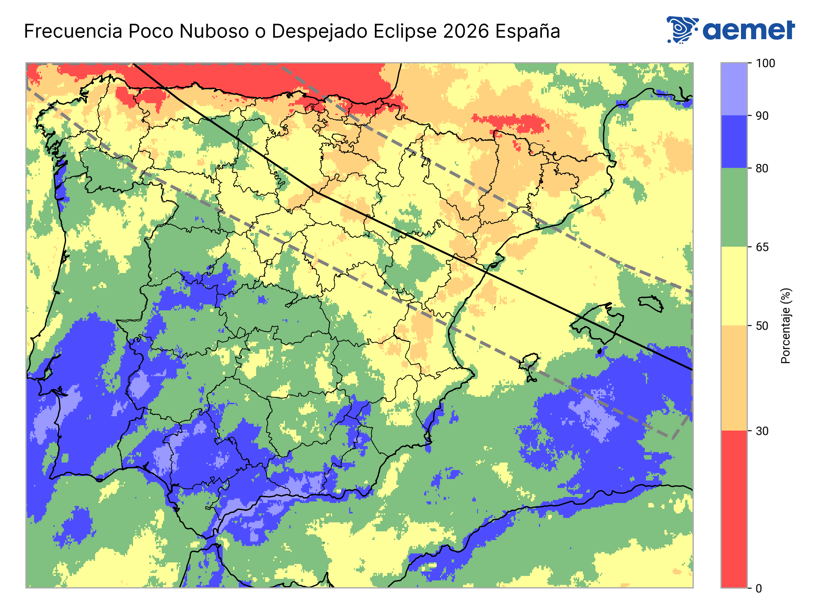 Mapa ilustrativo para el eclipse de 2026.