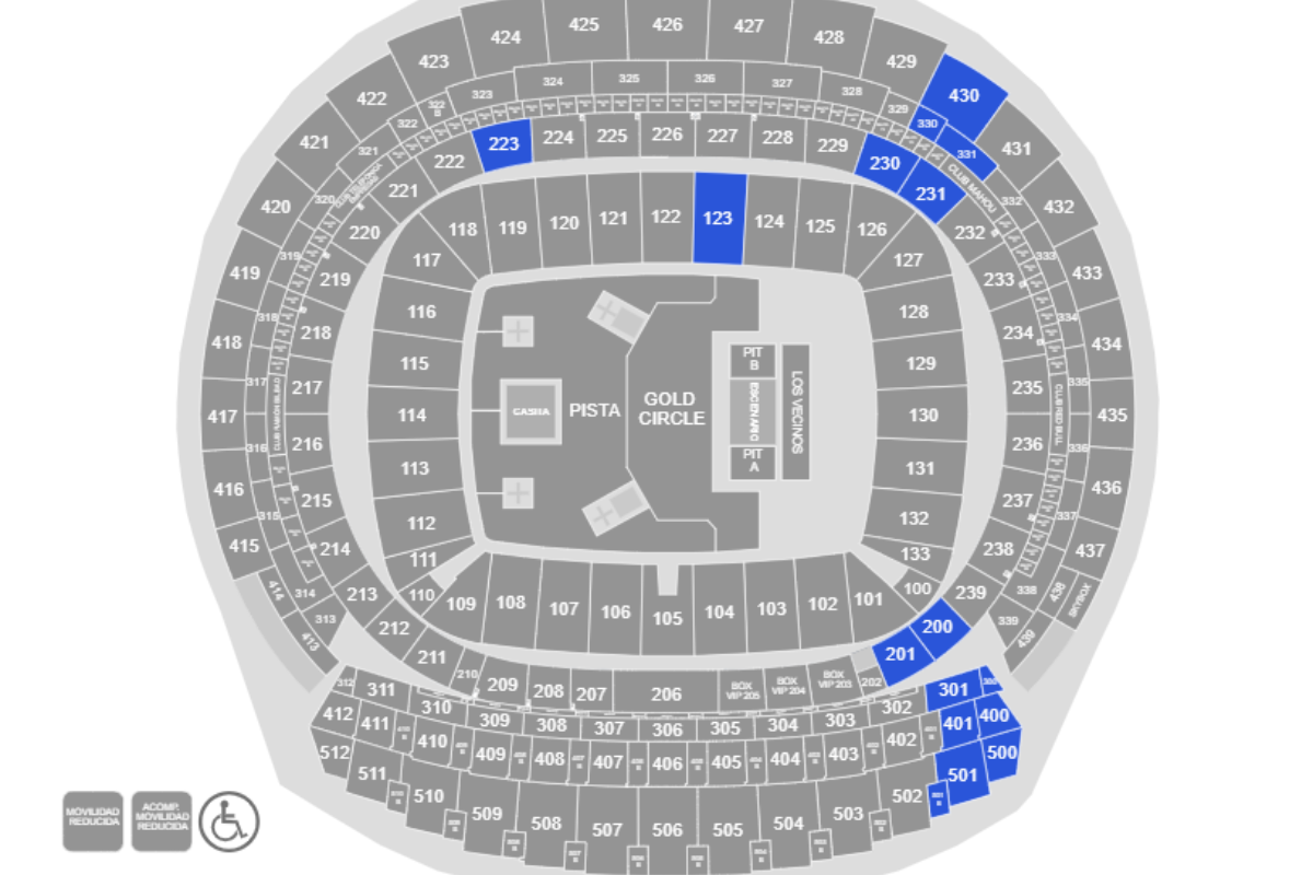 Plano del estadio Metropolitano para la gira de Bad Bunny.