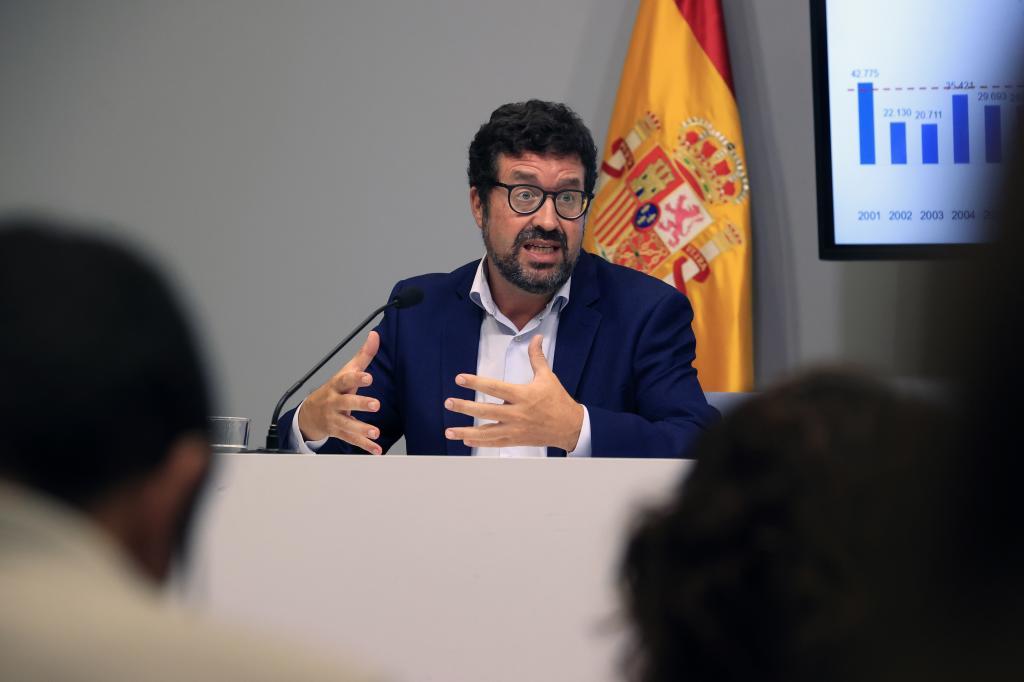 Joaquín Pérez, secretario de Estado de Trabajo, durante una rueda de prensa