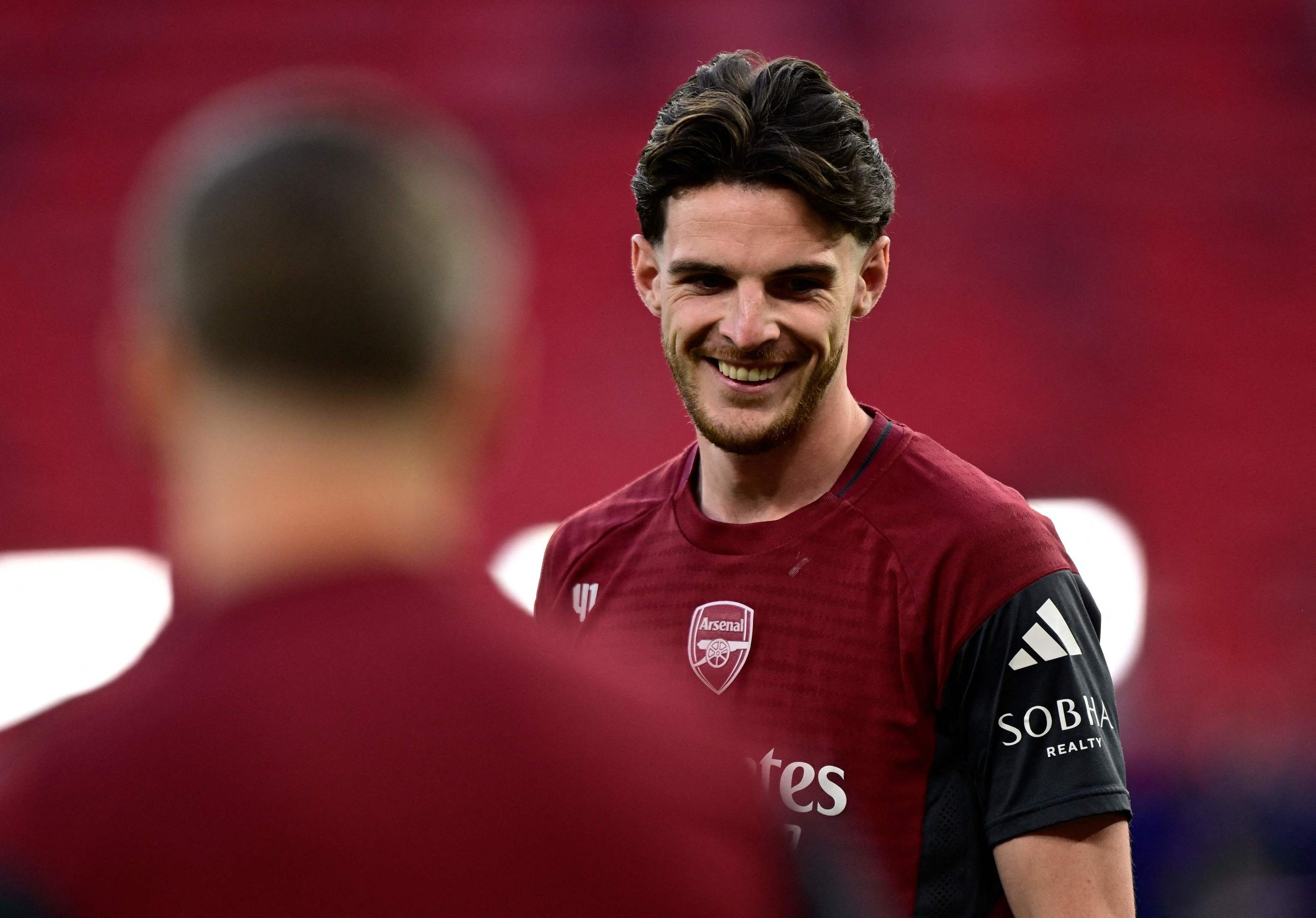 Rice, en el entrenamiento previo del Arsenal.
