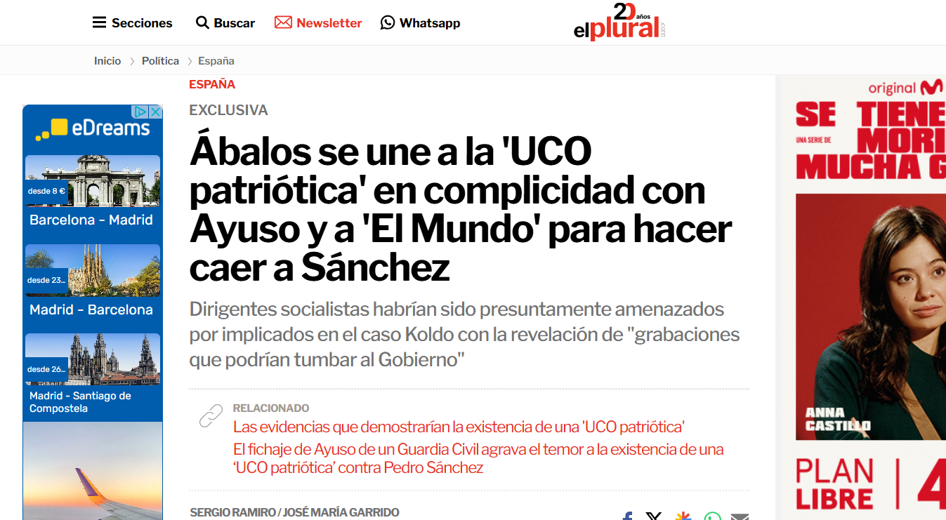 Captura de Pantalla del diario El Plural
