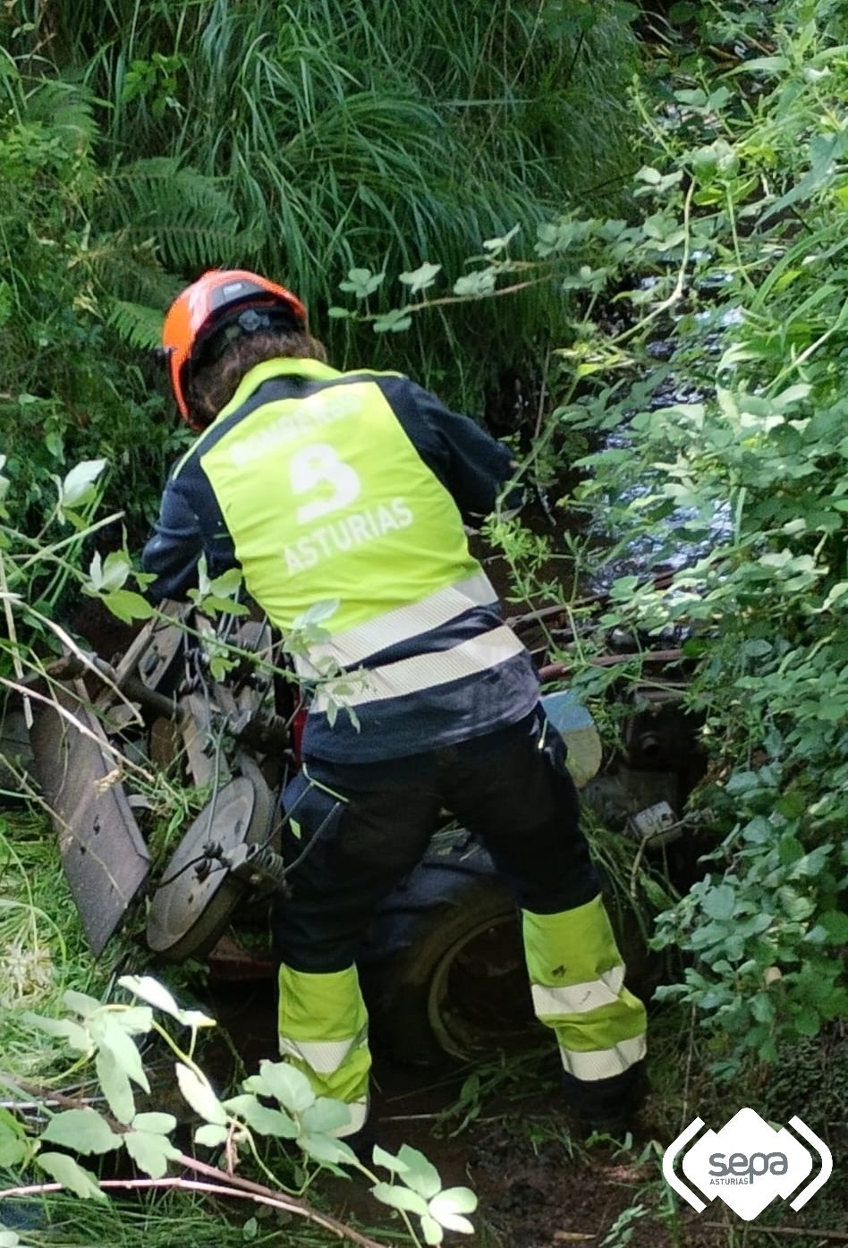 Actuación de los bomberos para el rescate.