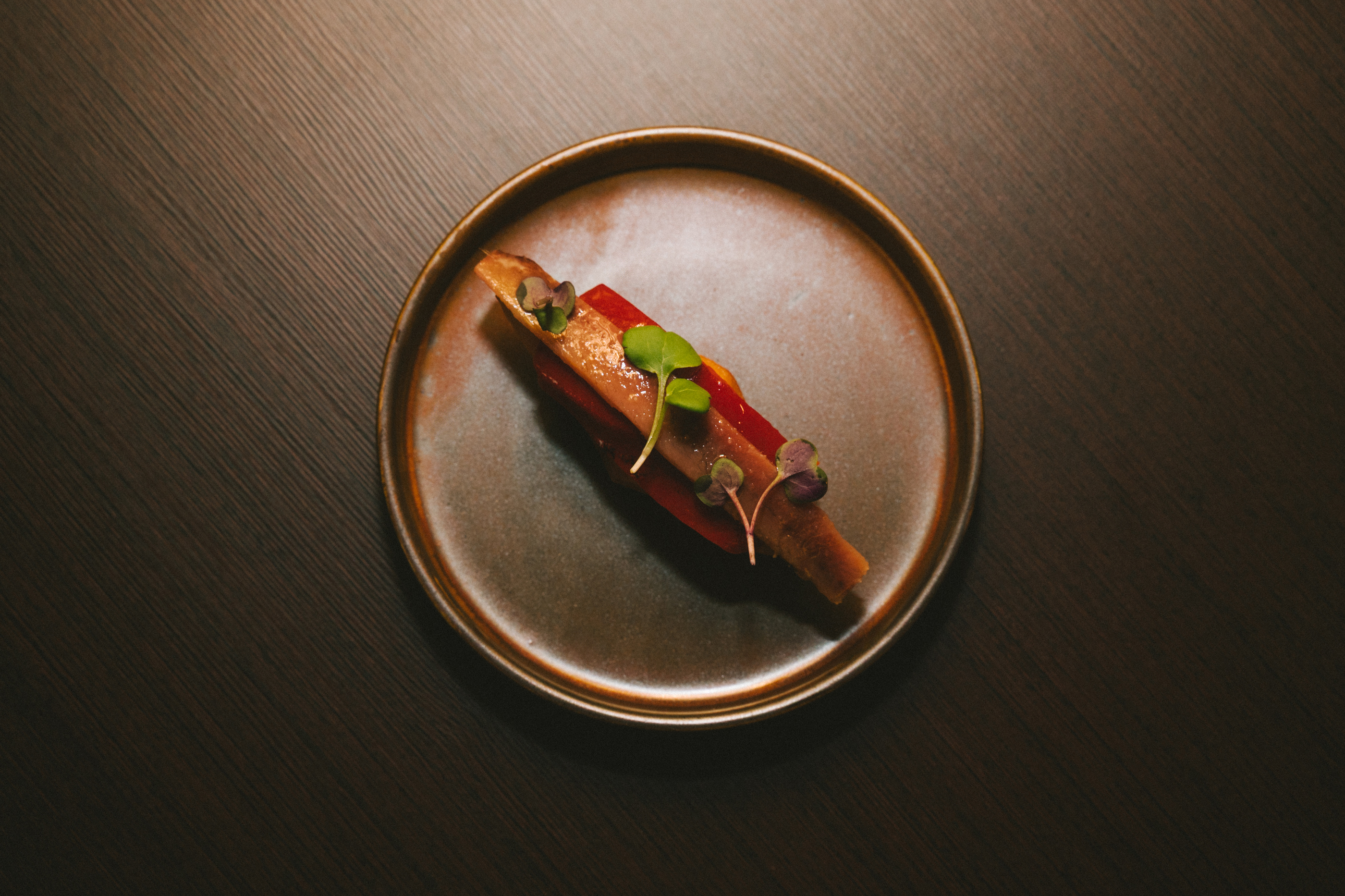 'Gnocco fritto', ricota, piquillo y anchoa.