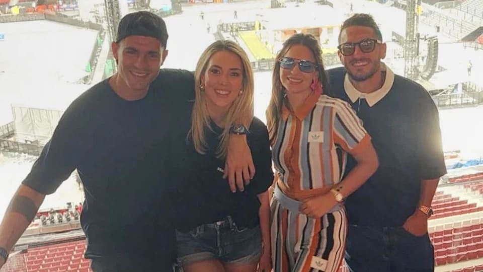 Morata y Alice Campello con Beatriz Espejel y Koke en el concierto de Bad Bunny