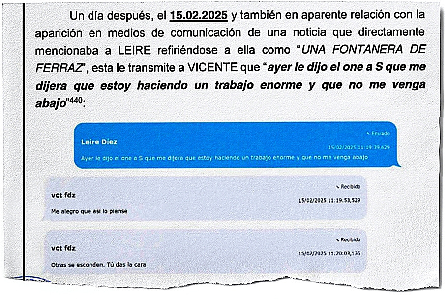 Extracto del infome de la UCO donde se señala al 'one'.