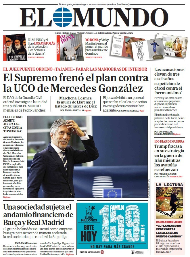 Portada de EL MUNDO del viernes 5 de junio de 2026