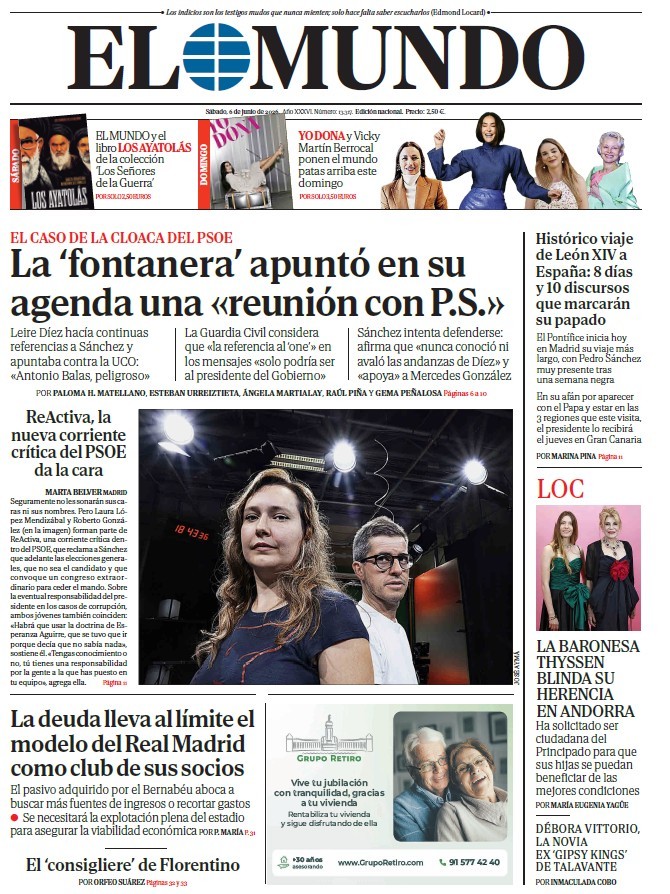 Portada de EL MUNDO del sábado 6 de junio de 2026