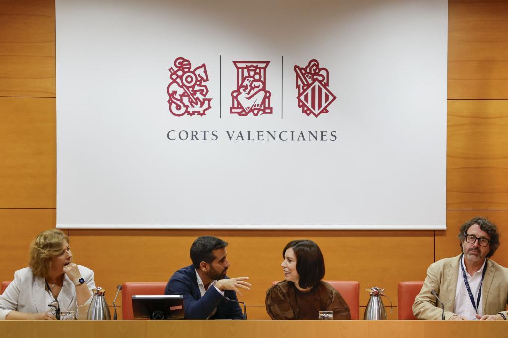El portavoz del PSPV-PSOE, José Muñoz, junto a la secretaria general, Diana Morant.