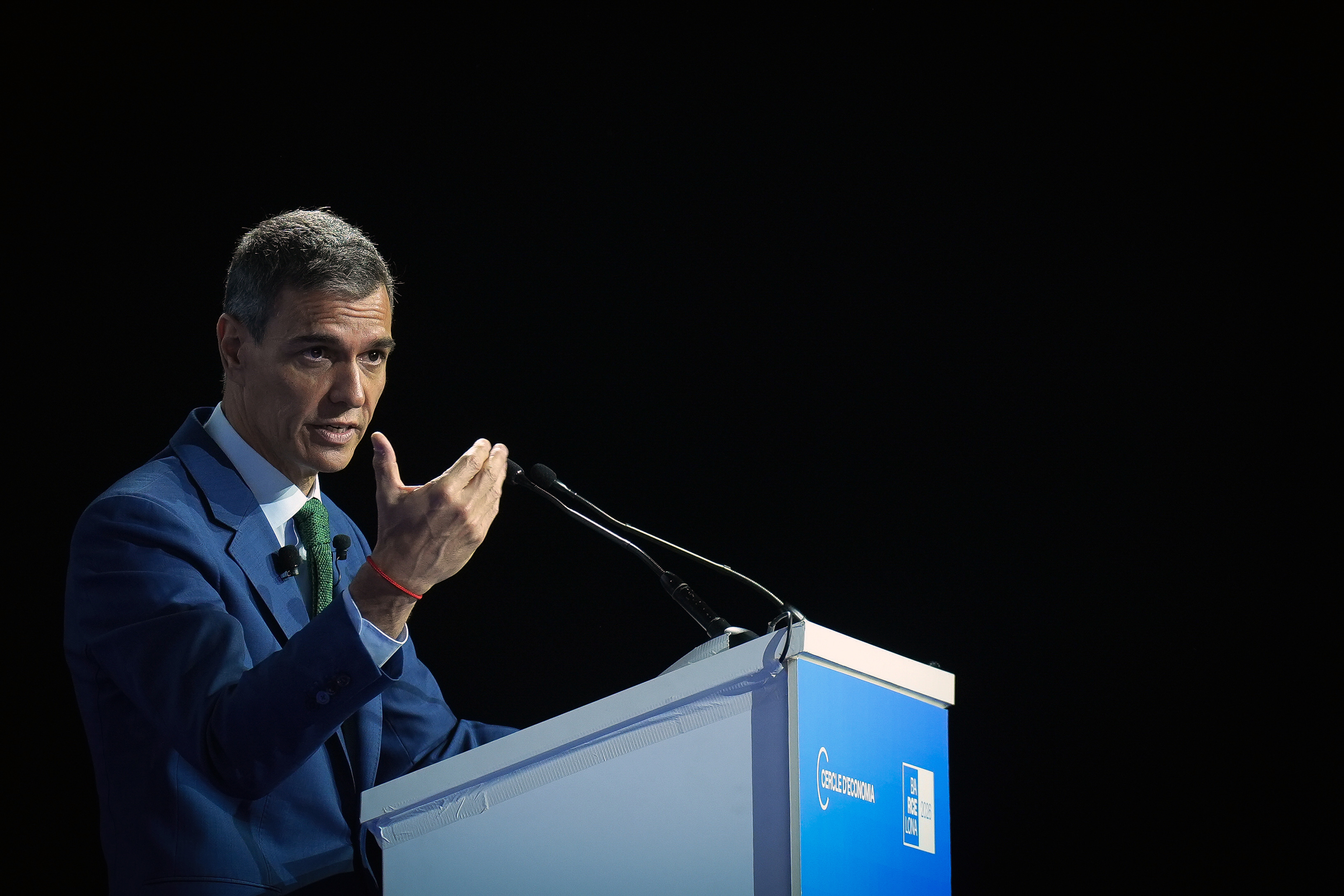 El presidente, Pedro Sánchez, durante su intervención en el Cercle d'Economia.