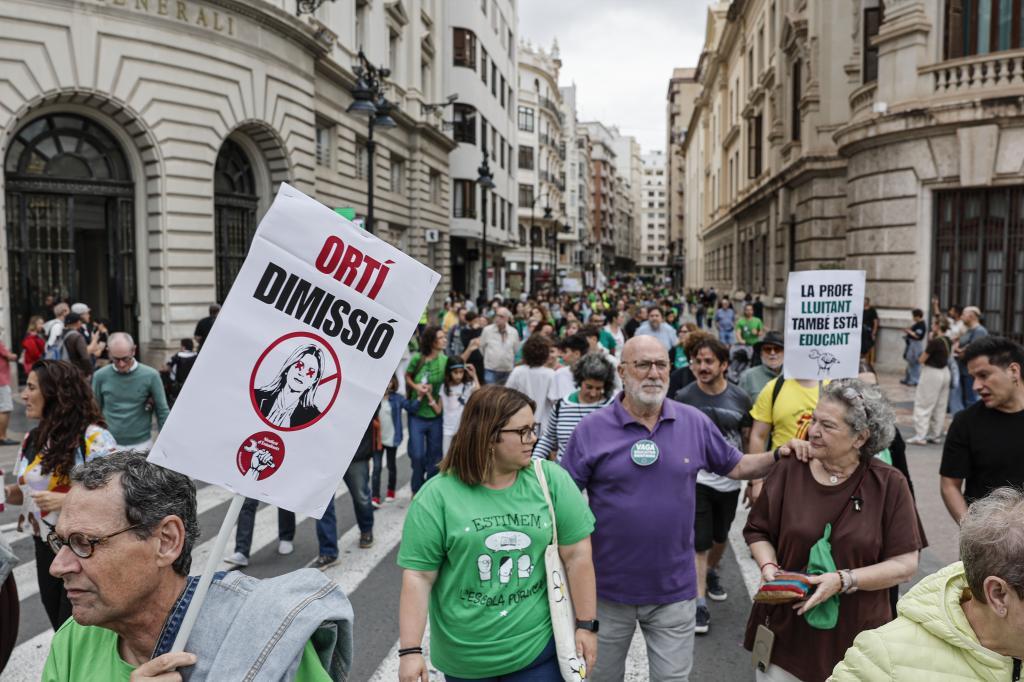 Protesta de profesores en el centro de Valencia.