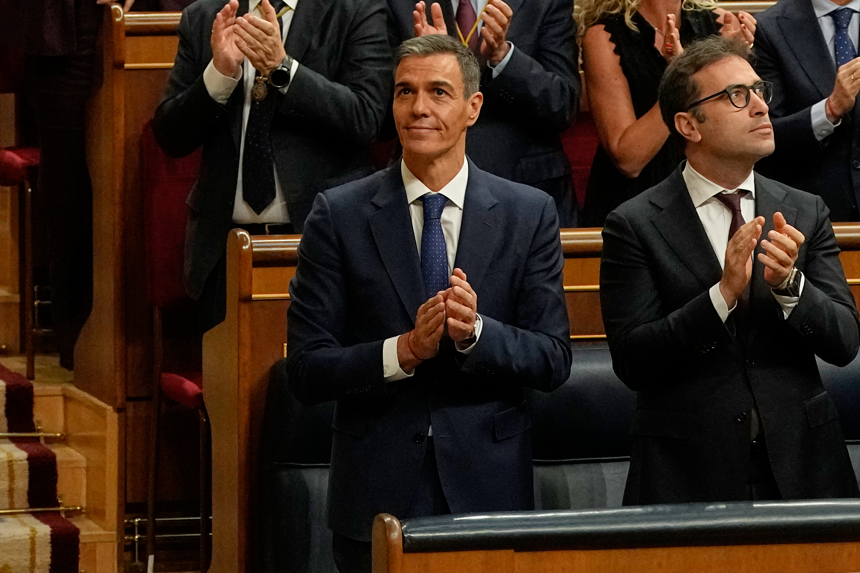 Pedro Sánchez, tras la intervención del Papa en el Congreso.