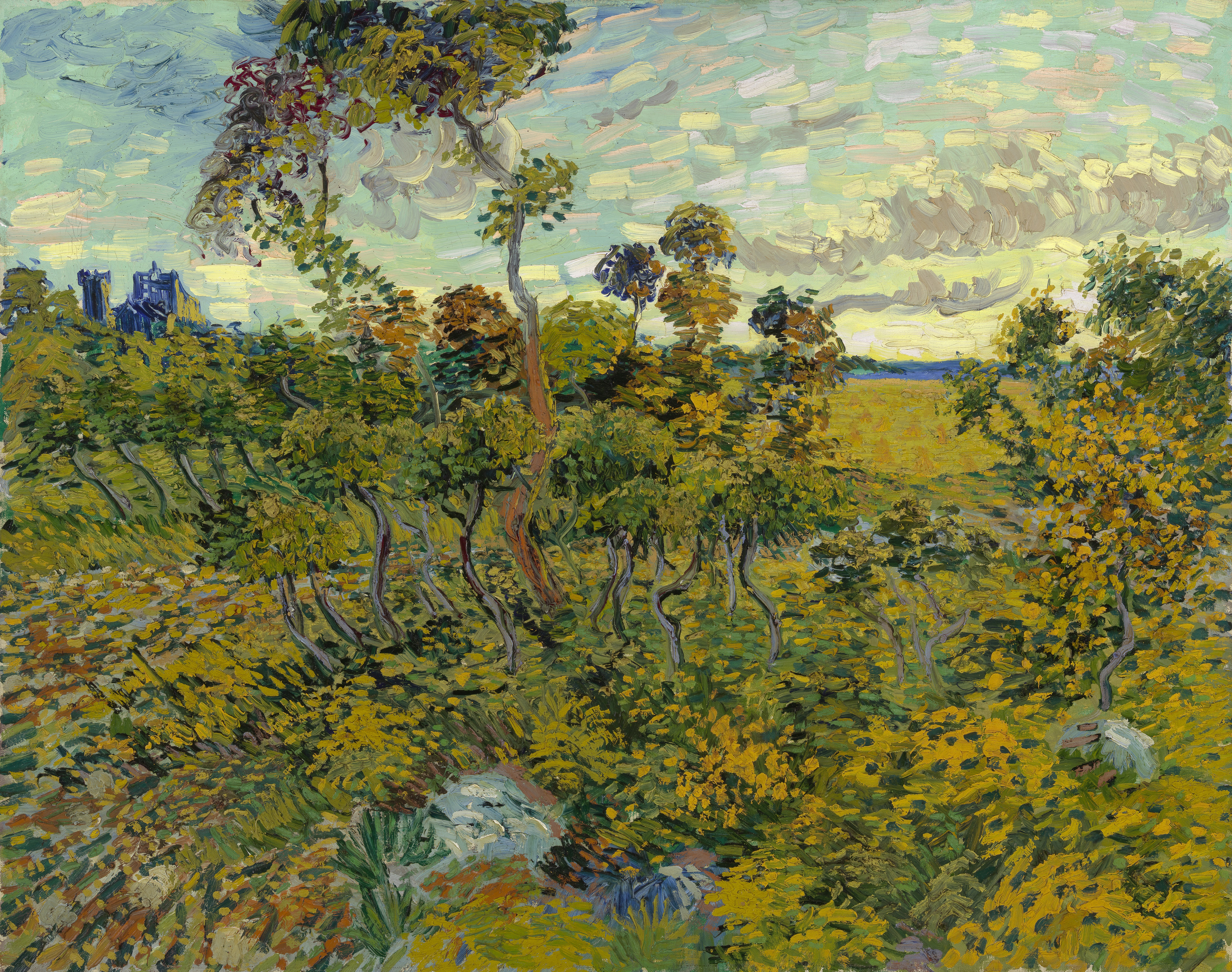 Puesta del sol en Montmajour de Vincent va Gogh.