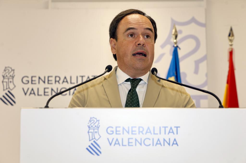 El presidente de la Generalitat, Juanfran Pérez Llorca, durante la declaración institucional.