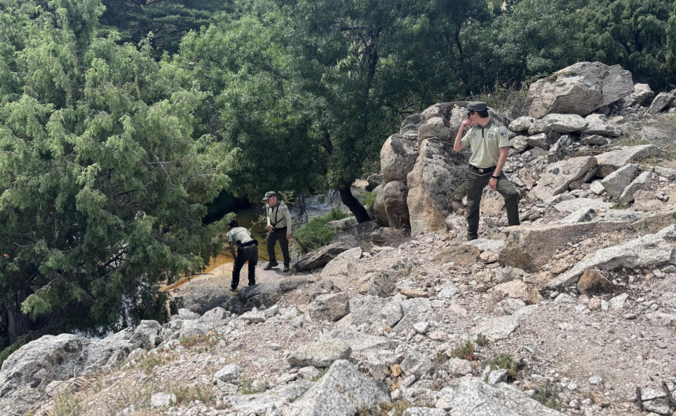 Agentes forestales inspeccionando una zona de La Pedriza