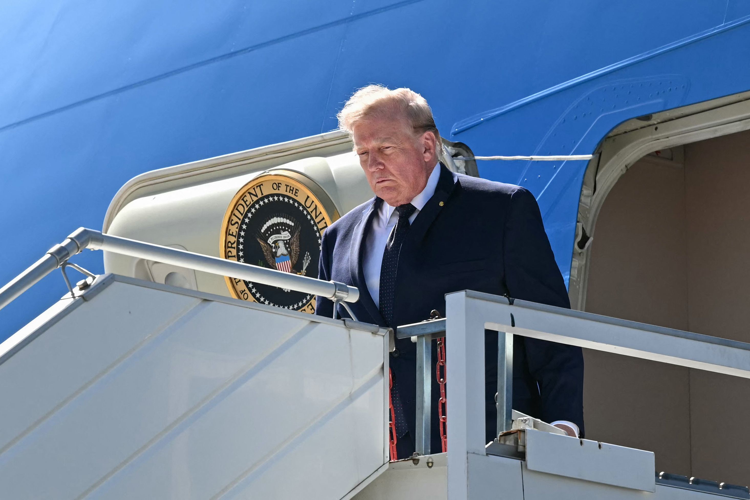 Donald Trump, presidente de EEUU, a su llegada a la cumbre del G-7.