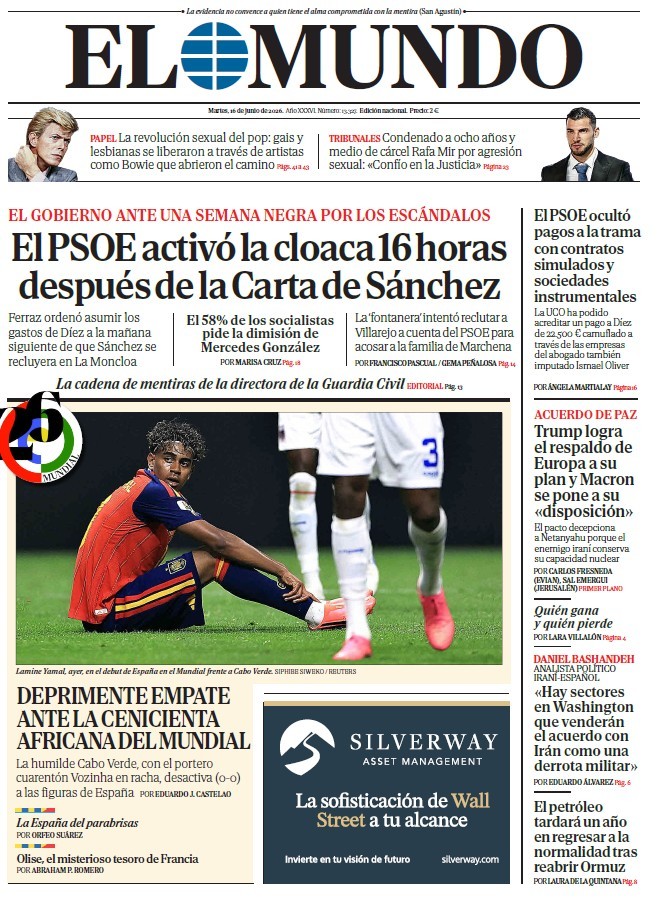 Portada de EL MUNDO del martes 16 de junio de 2026