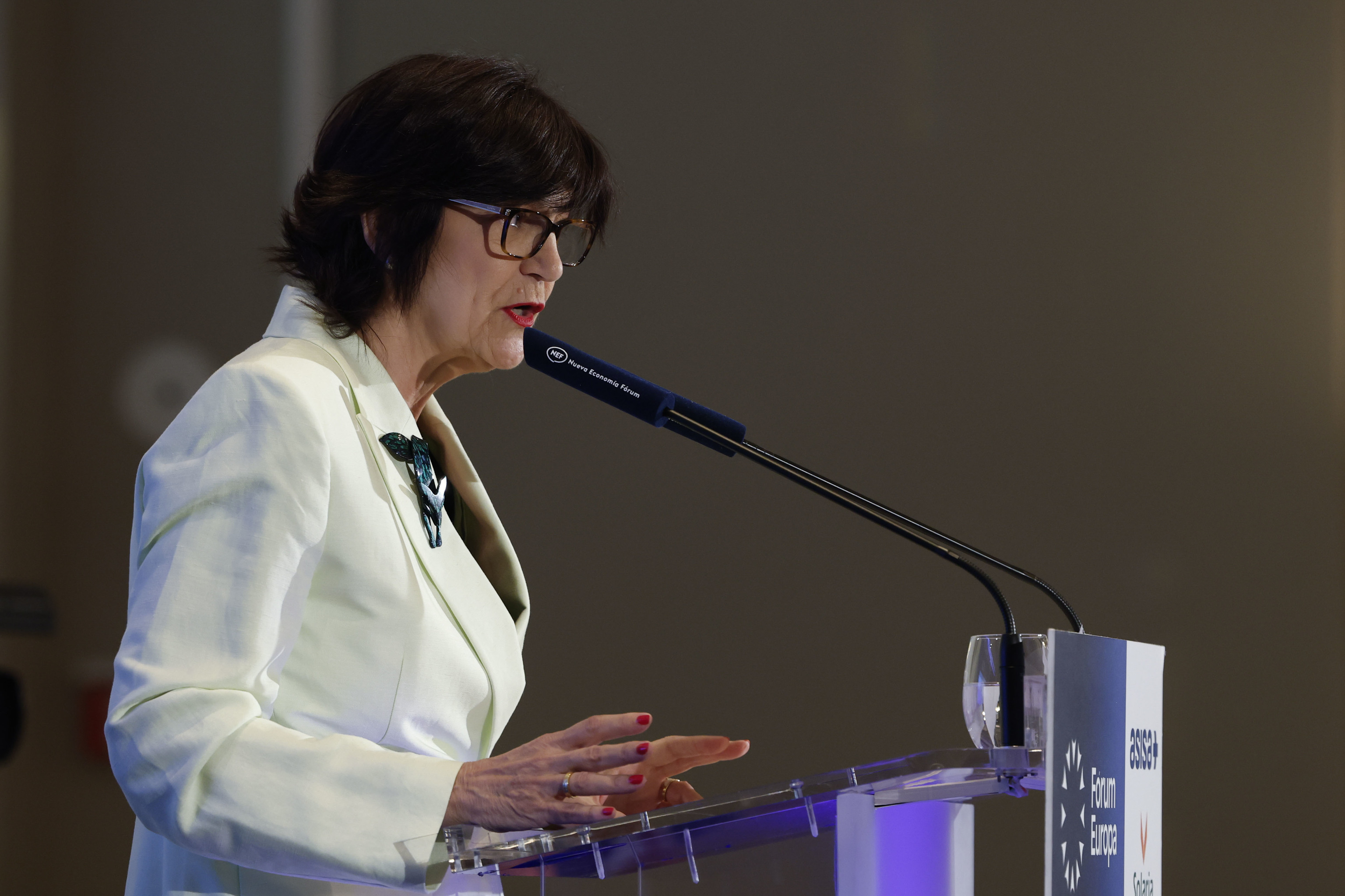 La presidenta de la Comisión Nacional de los Mercados y la Competencia (CNMC), Cani Fernández, en su última comparecencia en el Foro de la Nueva Economía