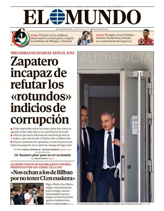 Portada de EL MUNDO del miércoles 18 de junio de 2026
